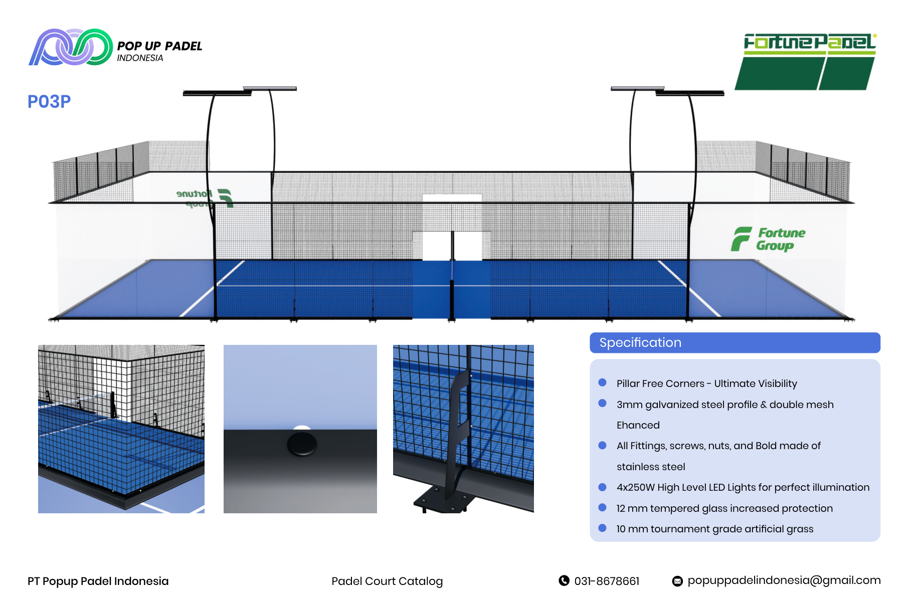 Fortune P03P — panoramic premium padel court